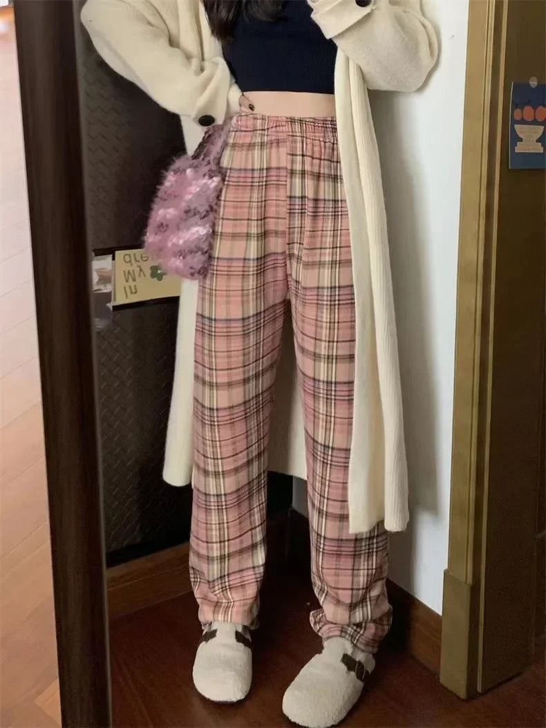 Warm Plaid Trousers - Fleece Lined