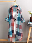 Chemise à Carreaux longue en Coton Mi-Saison - Femme