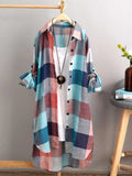 Chemise à Carreaux longue en Coton Mi-Saison - Femme