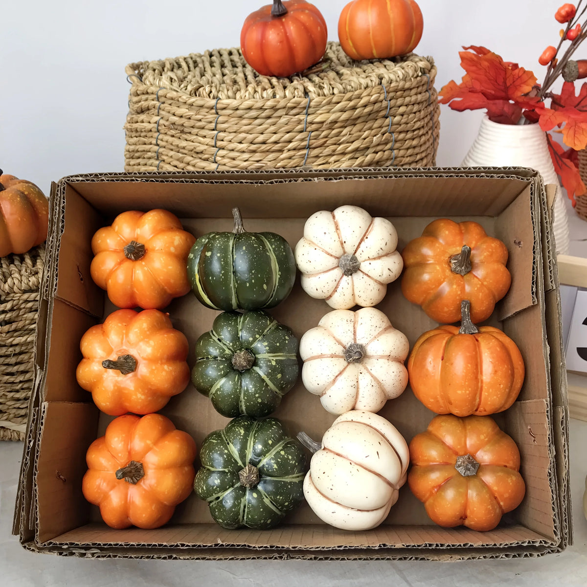 Lot de 9 Citrouilles Décoratives – Décoration Automne et Halloween