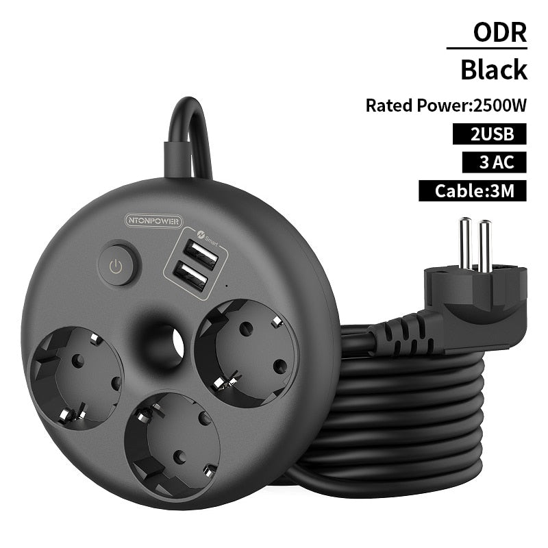 Mini multiprise ralonge intelligente - 3 prises + 2 ports USB