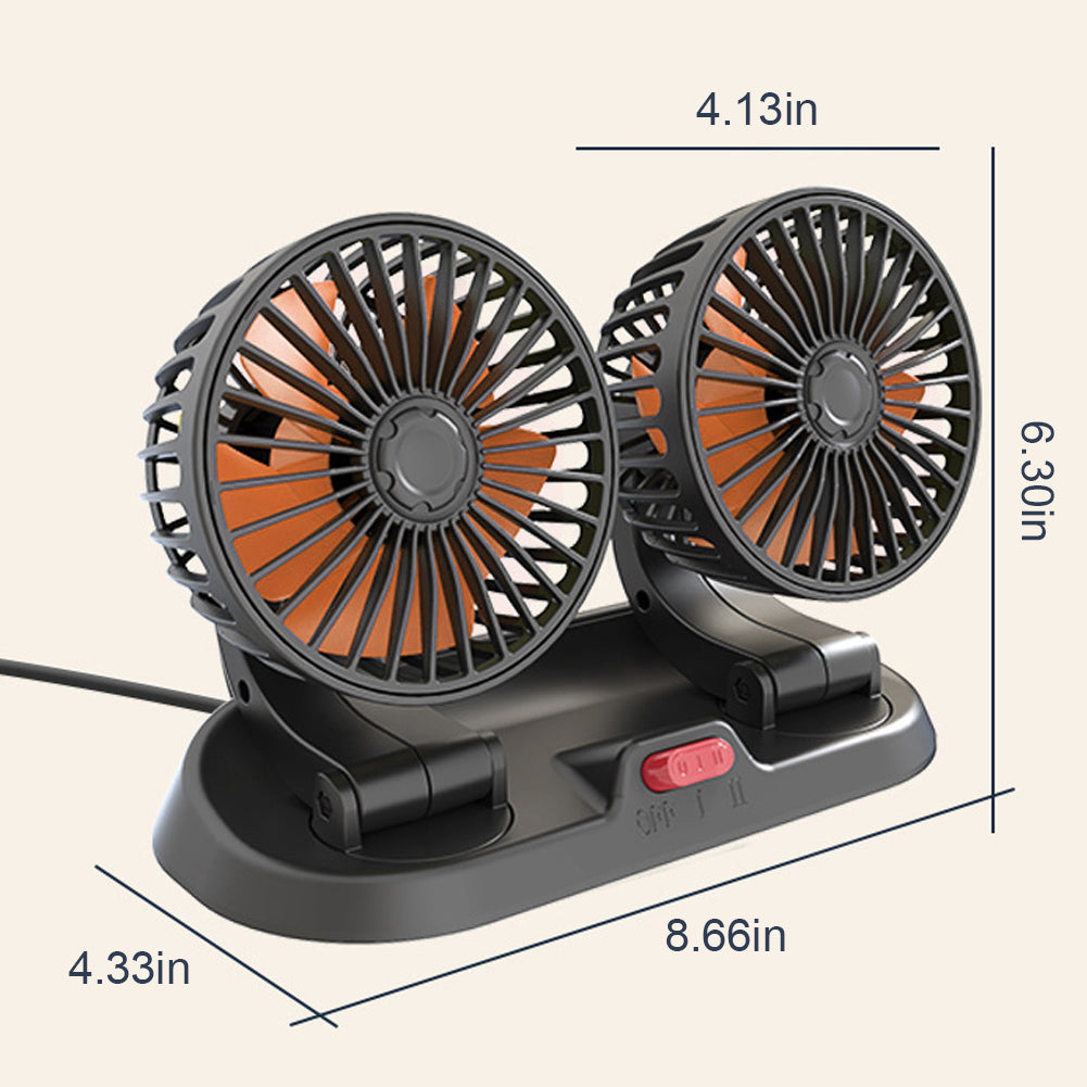 Mini Ventilateur Rotatif Á Double Tête Pour Voiture