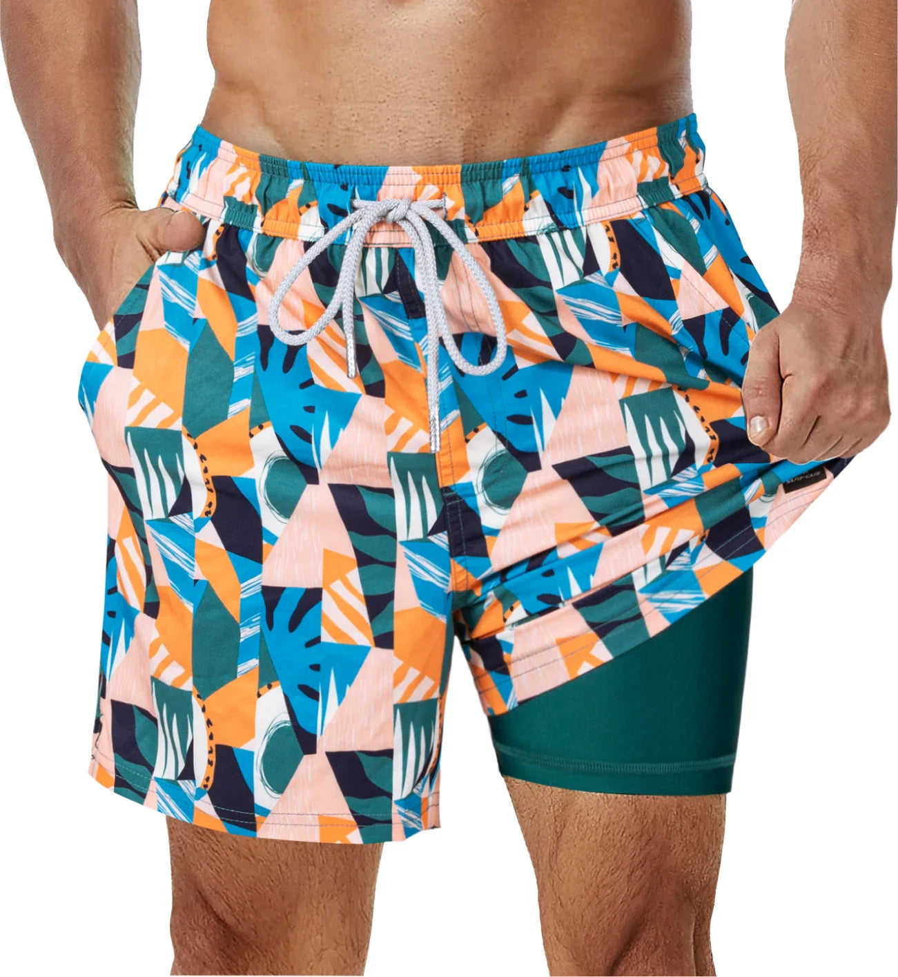 Swimsuit with integrated compression lining