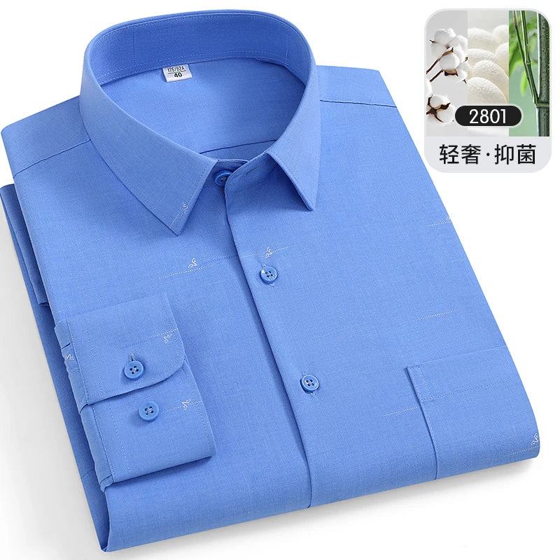 Chemise Homme en Fibre de Bambou à Carreaux à Manches Longues Anti-Froissements - Grandes Tailles