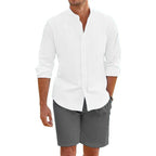 Ensemble chemise et short homme en coton et lin — 2 pièces, tenue de plage été
