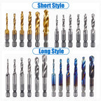 Titanium-plated Hex Shank Tap Drill Bit Set