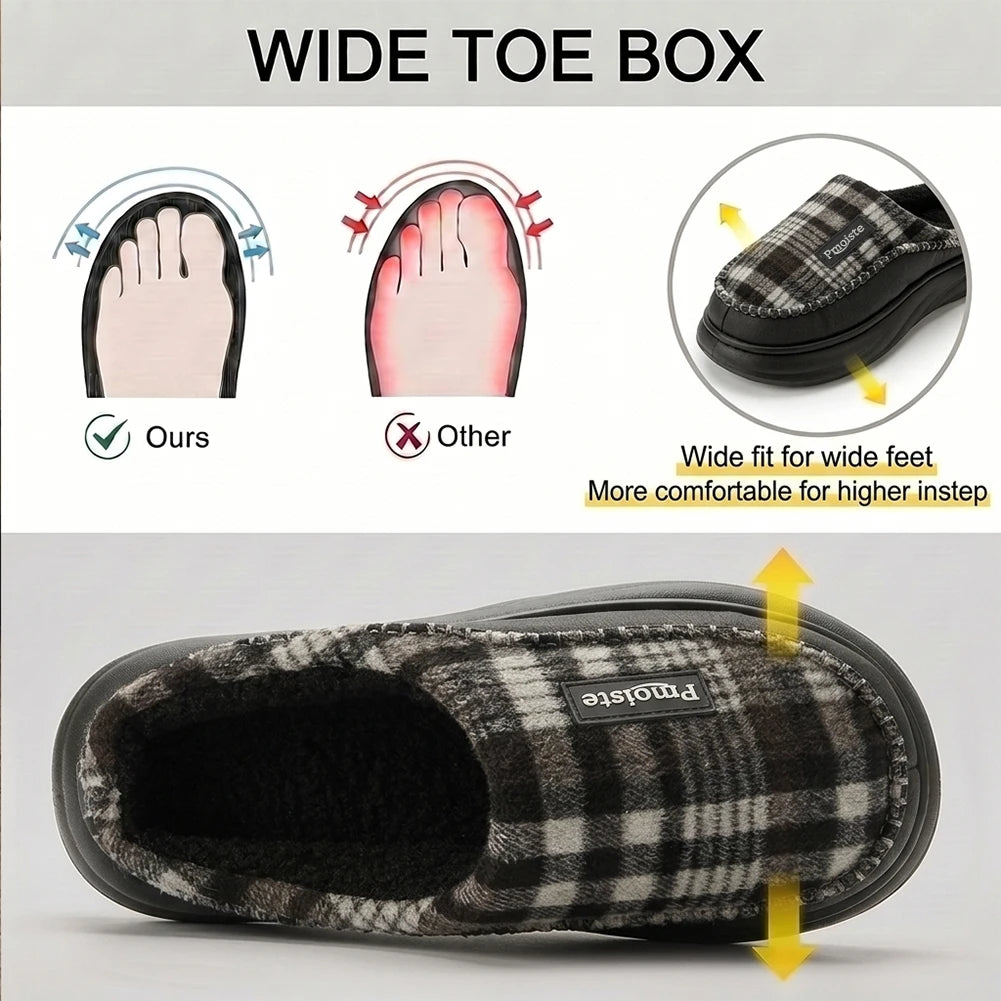 Chaussons Fourrés Homme Style Charentaises – Mémoire de Forme, Soutien Plantaire & Semelle Antidérapante