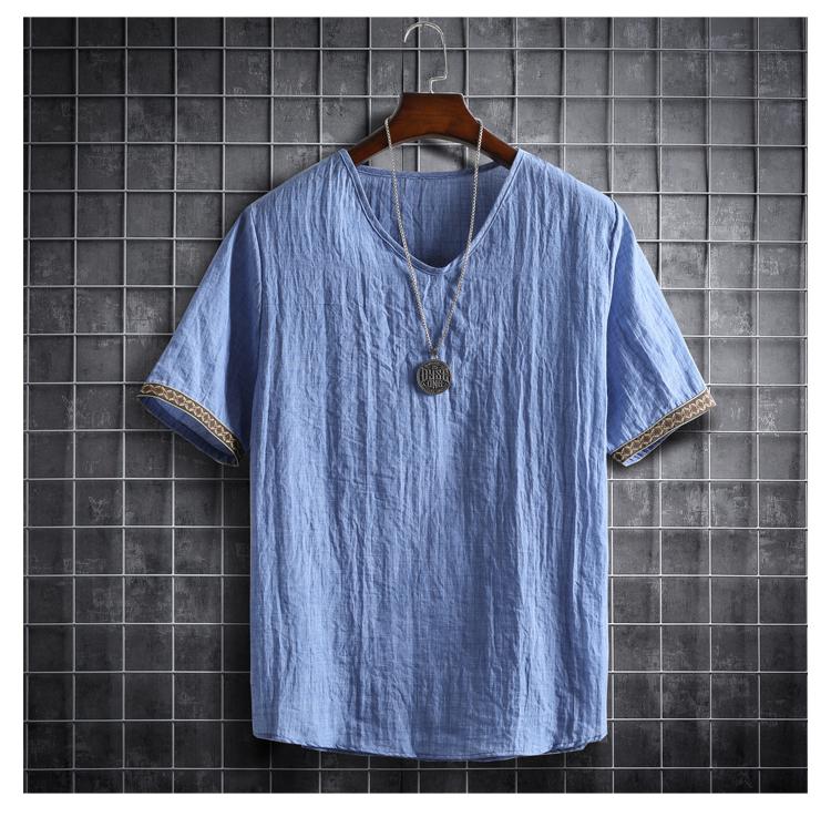 T-shirt coréen en lin léger respirant