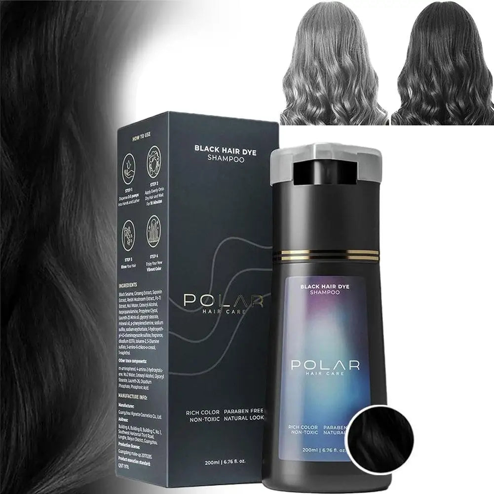 Shampoing Colorant 3-en-1 200 ml – Coloration Capillaire Nourrissante pour Femme et Homme, Couvre les Cheveux Gris