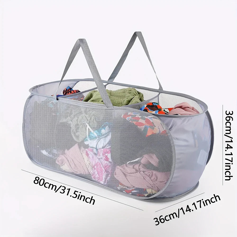 Grand Panier en Maille Pop-Up Pliable 3 Compartiments - Noir, Blanc & Couleurs