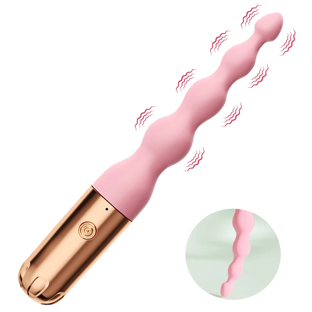 SilkBeads – Baguette Anale Vibrante en Silicone Doux avec 4 Perles Graduées et 10 Modes de Vibration