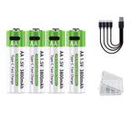 4 Piles Rechargeables USB AA 1.5V – 3800mAh