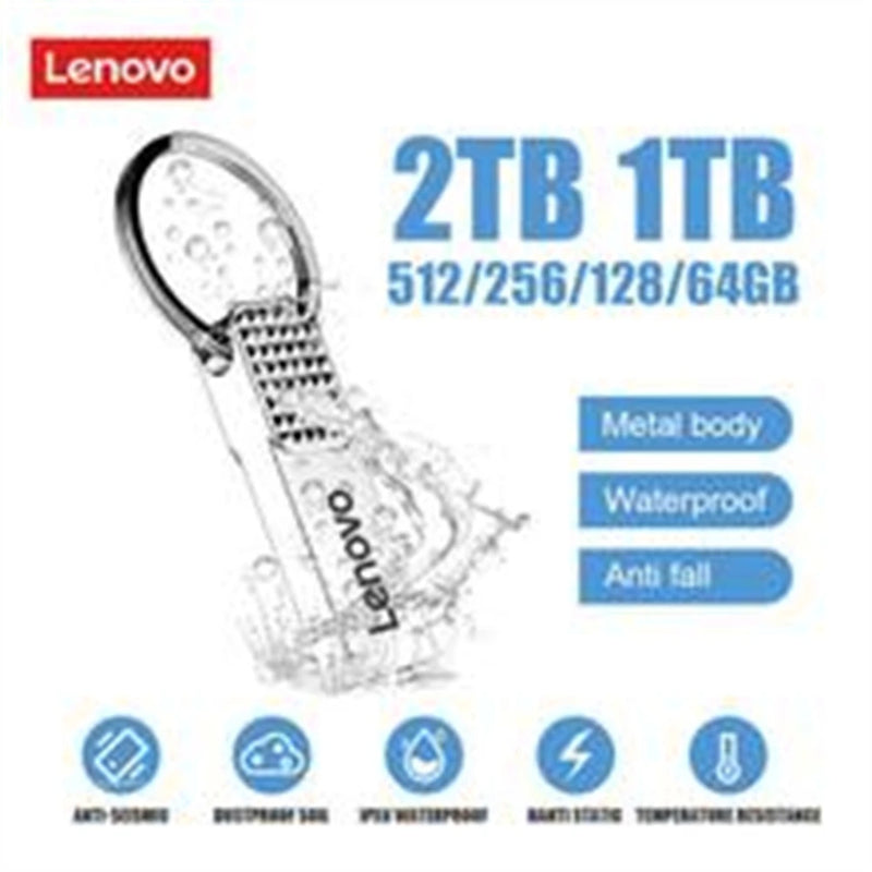Lenovo - Mini clé USB 2TO en métal Haute Vitesse + Adaptateur