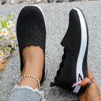 Chaussures Slip-On de Marche Femme en Maille Respirante – À Enfiler, Souples & Confortables – Semelle Compensée Antidérapante