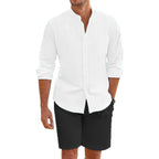 Ensemble chemise et short homme en coton et lin — 2 pièces, tenue de plage été
