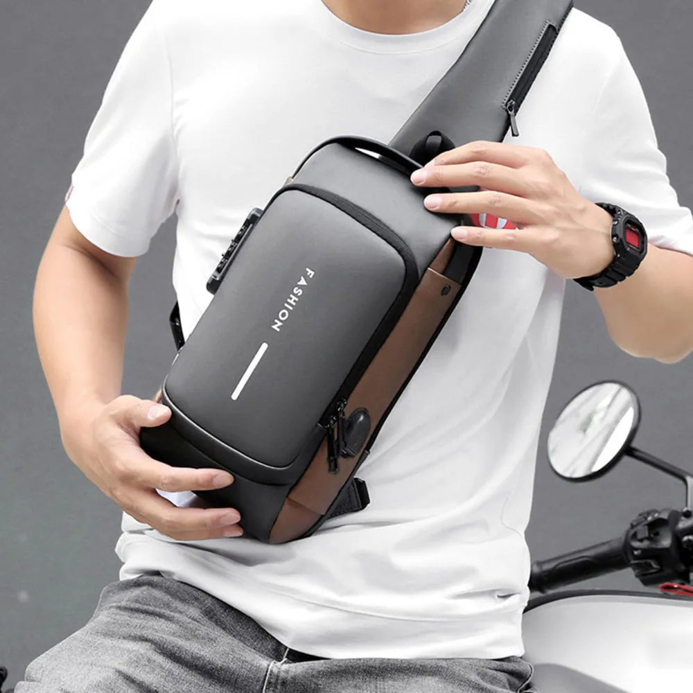 Sac à Bandoulière Homme AntiVol avec Cadenas & Chargement USB