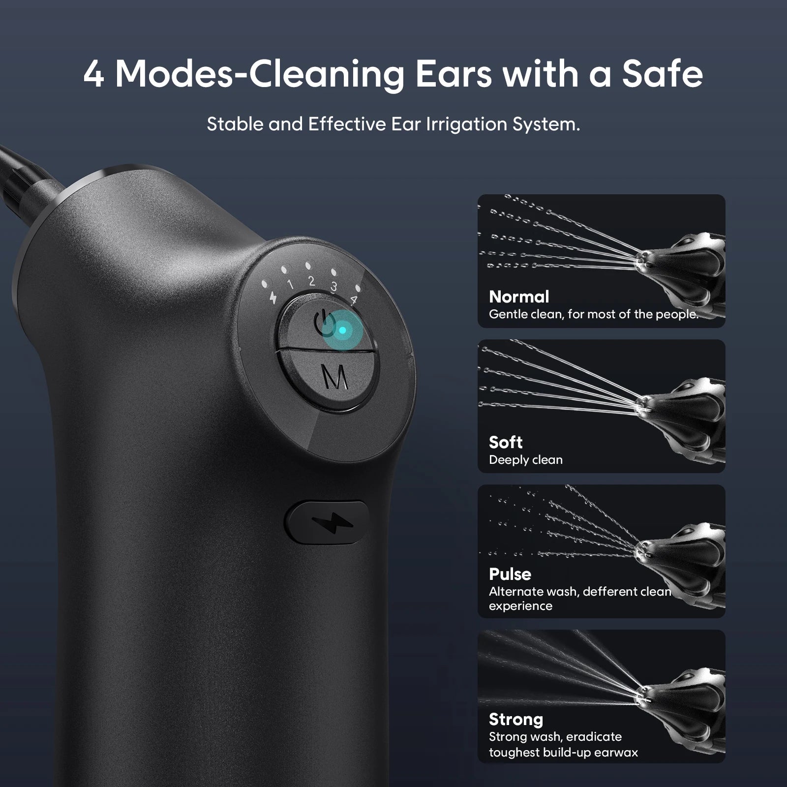 Kit de nettoyage d'oreille électrique - 4 modes de pression