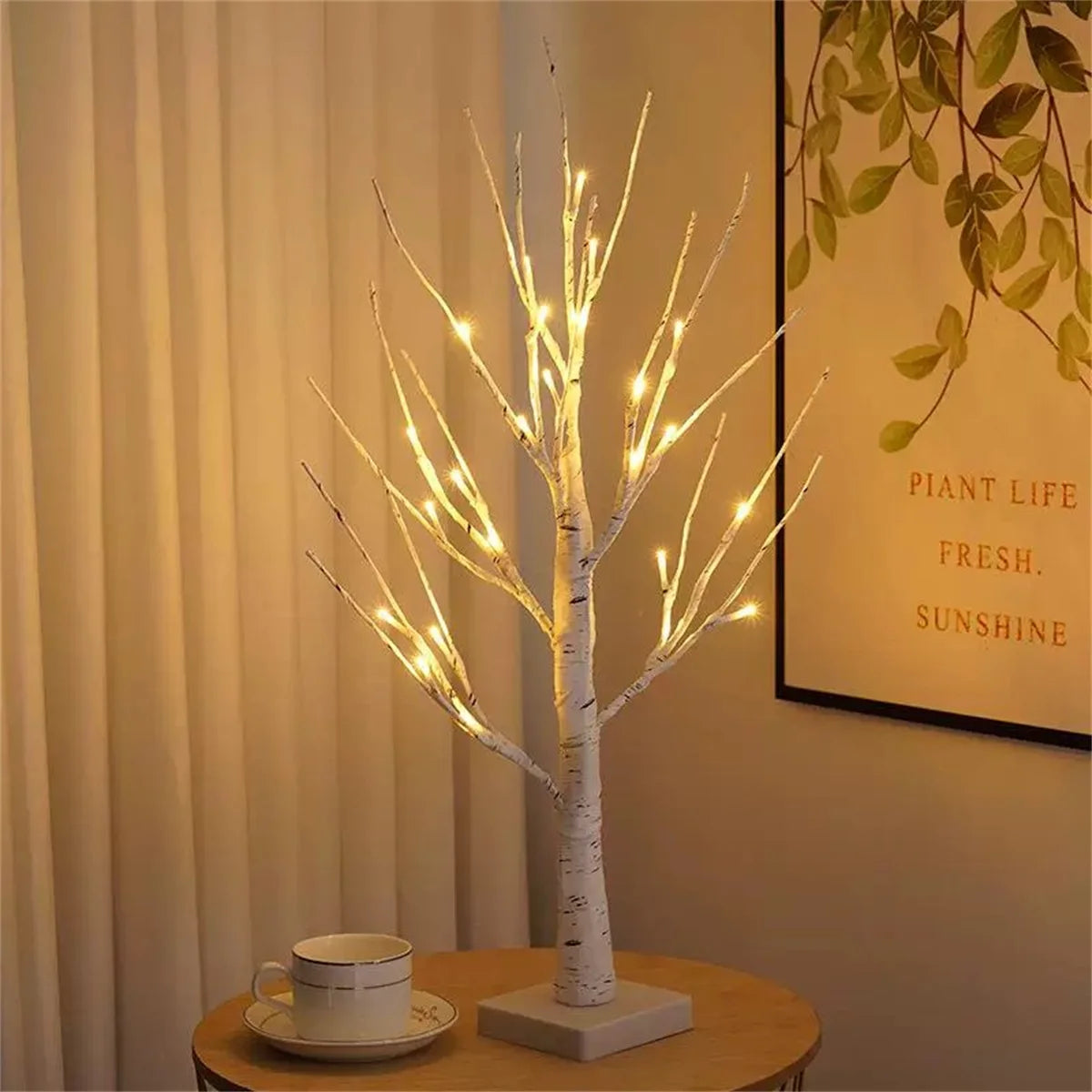 Lampe Arbre Féerique Imitation Bois