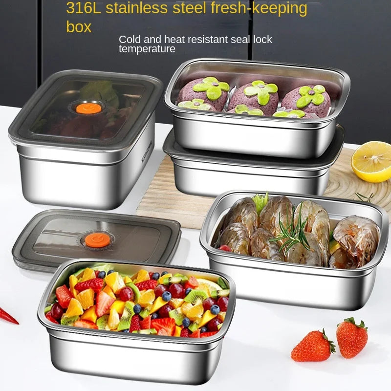 4PCS Boîtes de Conservation en Acier Inox 316 avec Indicateur de Date