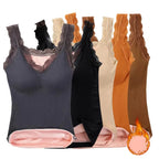 Débardeur Thermique Femme Doublé Polaire à Dentelle – Sous-Vêtement Chaud & Doux d’Hiver