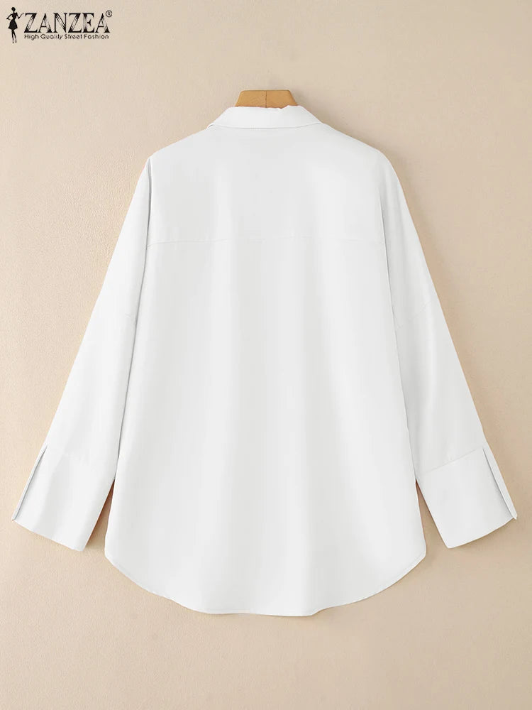 Chemise Oversize à Col & Manches Rabattus - Femme
