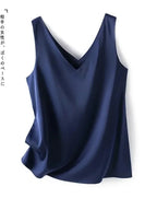 Timeless Satin Tank Top V-Neck Front & Back