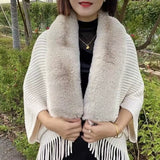 Tricot imitation fourrure de lapin lâche avec écharpe
