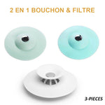 3x Bonde de Baignoire et Douche, Avec Fonction Attrape-cheveux