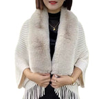 Tricot imitation fourrure de lapin lâche avec écharpe
