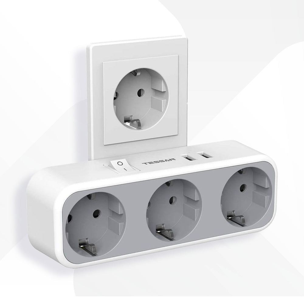 Multiprises USB avec 3 prises et 2 ports USB