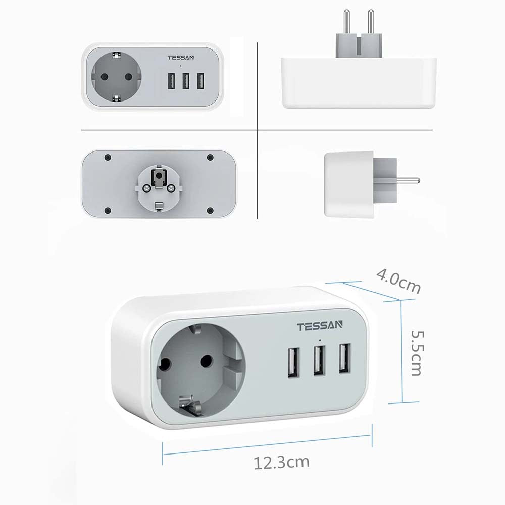 Prise murale avec 3 ports USB - Thunderbolt 1.3