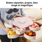 Boîte de Rangement Rotative en Forme de Fleur pour Collation