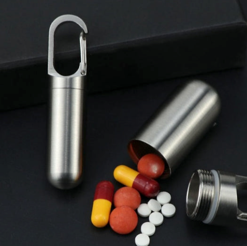 2 x Mini Porte Clé Boîte à Pilules Waterproof
