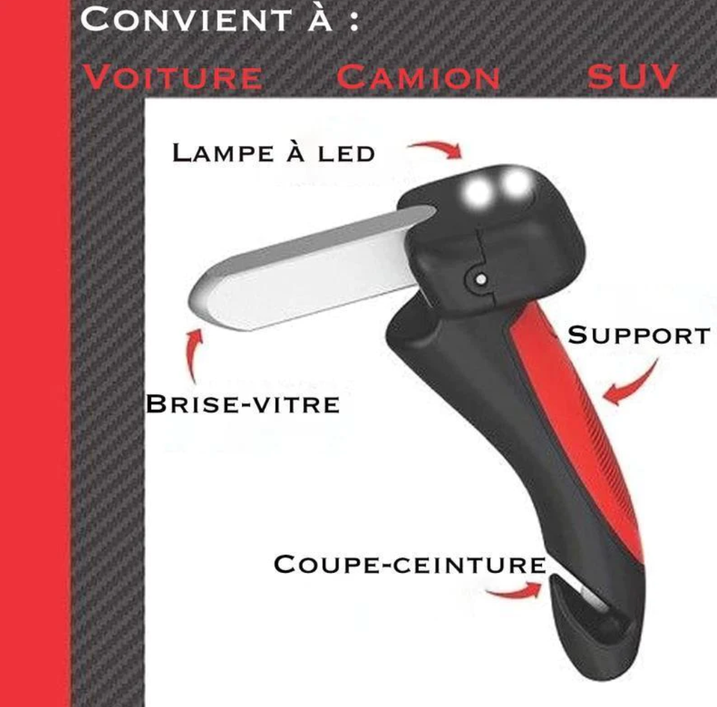 2 en 1 Poignée de Porte et Brise-vitre