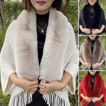 Tricot imitation fourrure de lapin lâche avec écharpe