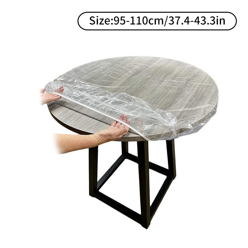 Clear elastic round table cover