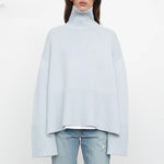 Pull col roulé en cotton et à rayures