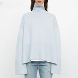 Pull col roulé en cotton et à rayures