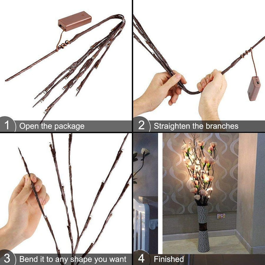 20x Branches de saule artificielles à LED