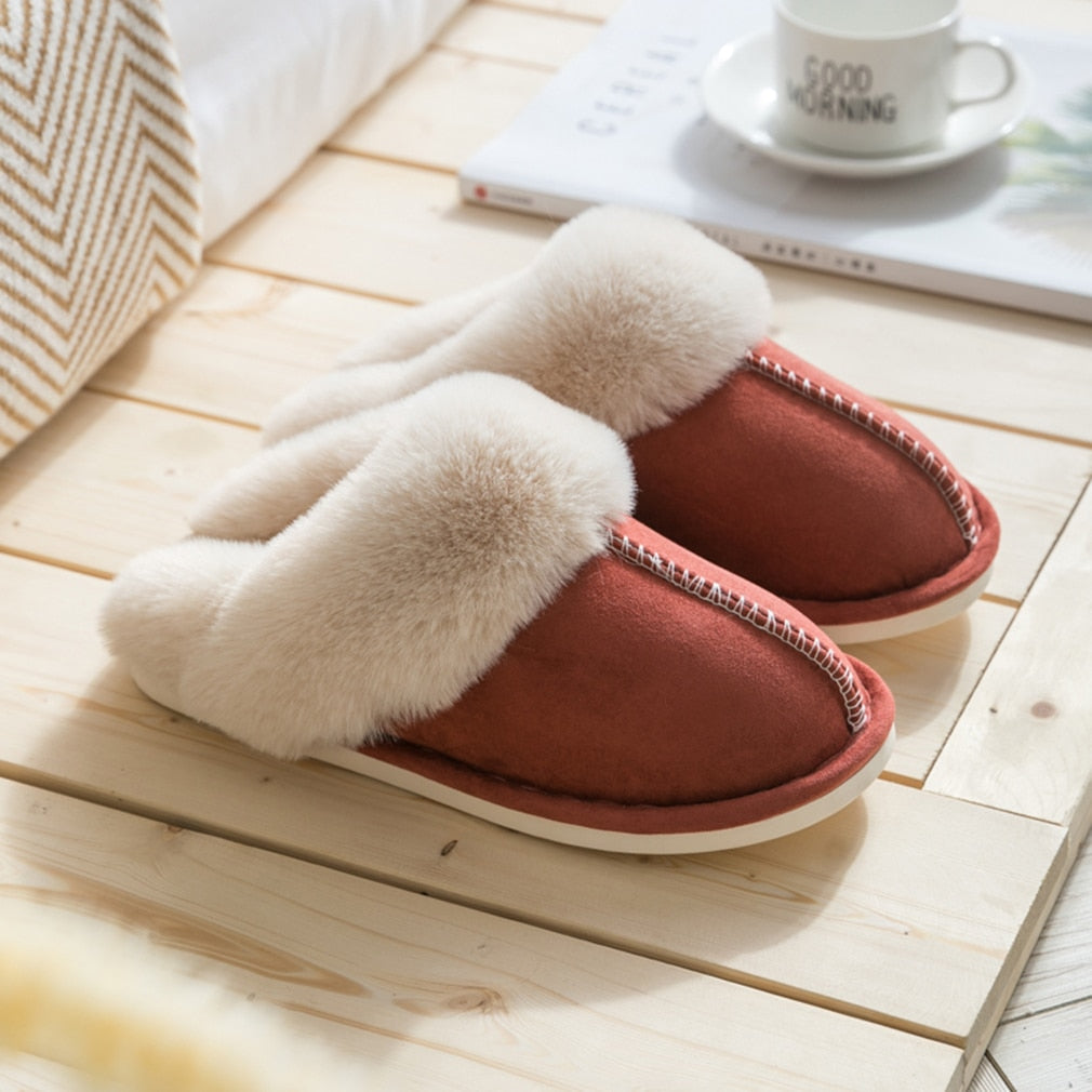 Chaussons intérieur fourrure rouge