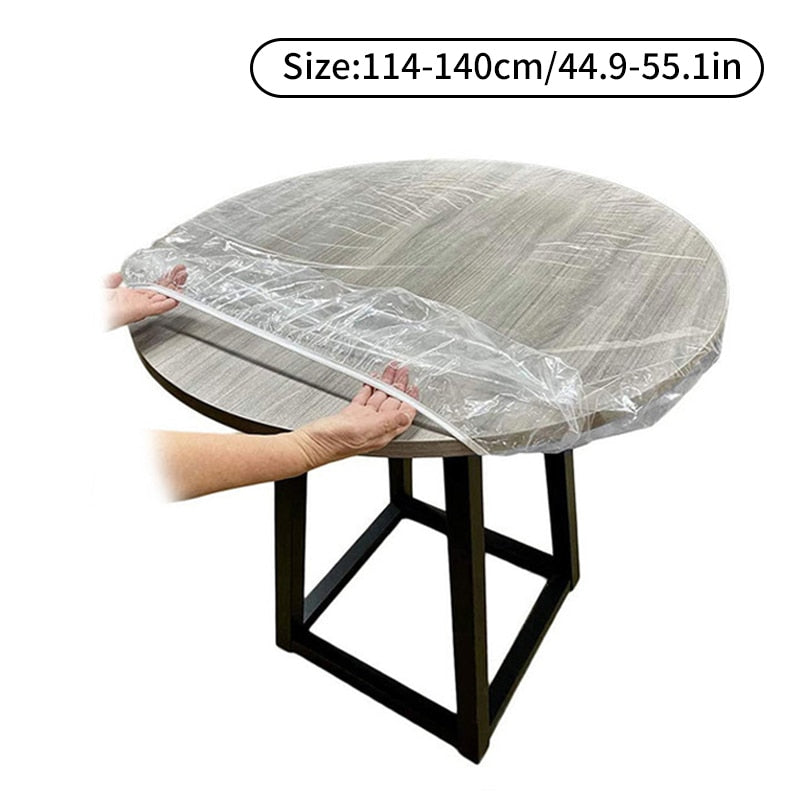 Clear elastic round table cover