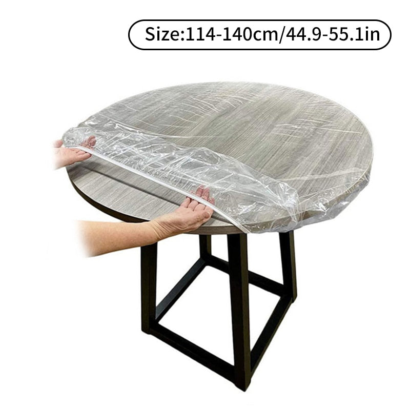 Nappe de table ronde transparente et élastique
