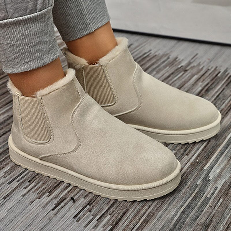 Boots basses fourrées crème