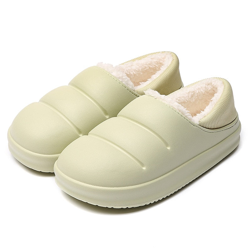  Chaussons épais intérieur fourrure vert