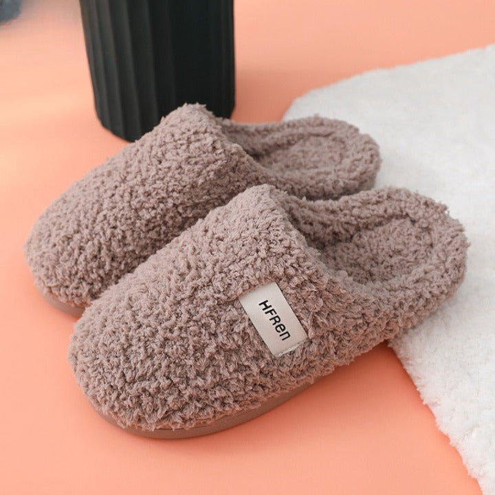 Chaussons d'intérieur antidérapantes marron
