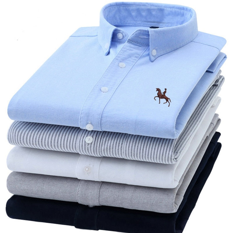 Men's Long-Sleeved Oxford Cotton Shirt