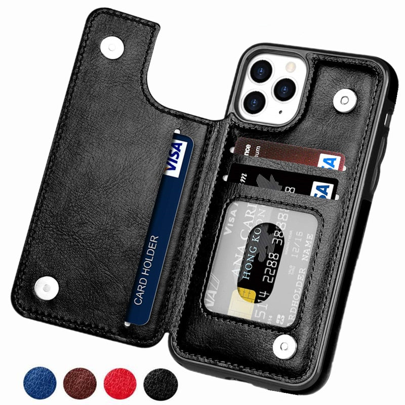 Etui portefeuille en cuir pour téléphone