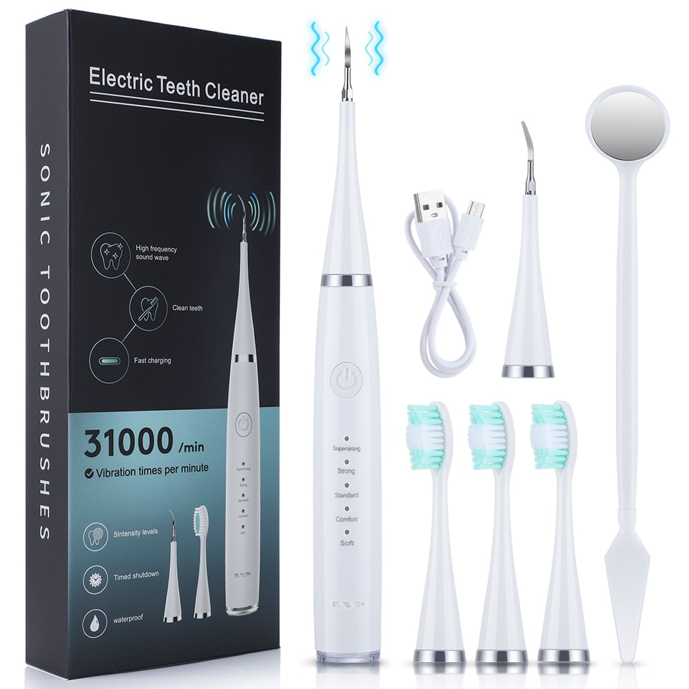 Brosse à dents et détartreur électrique blanc