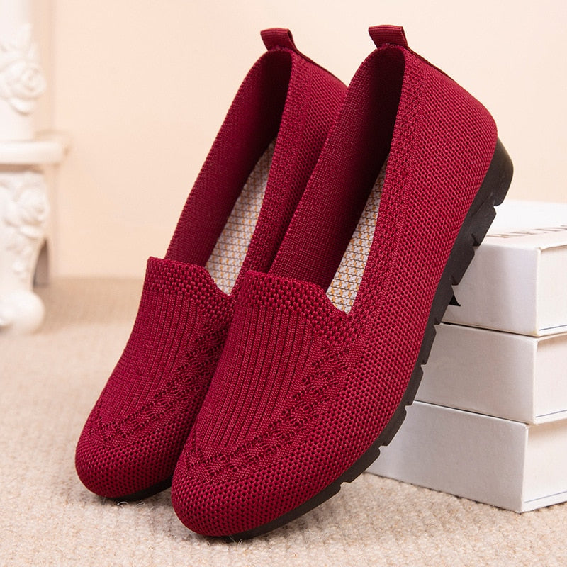 Mocassins respirants pour femme rouge