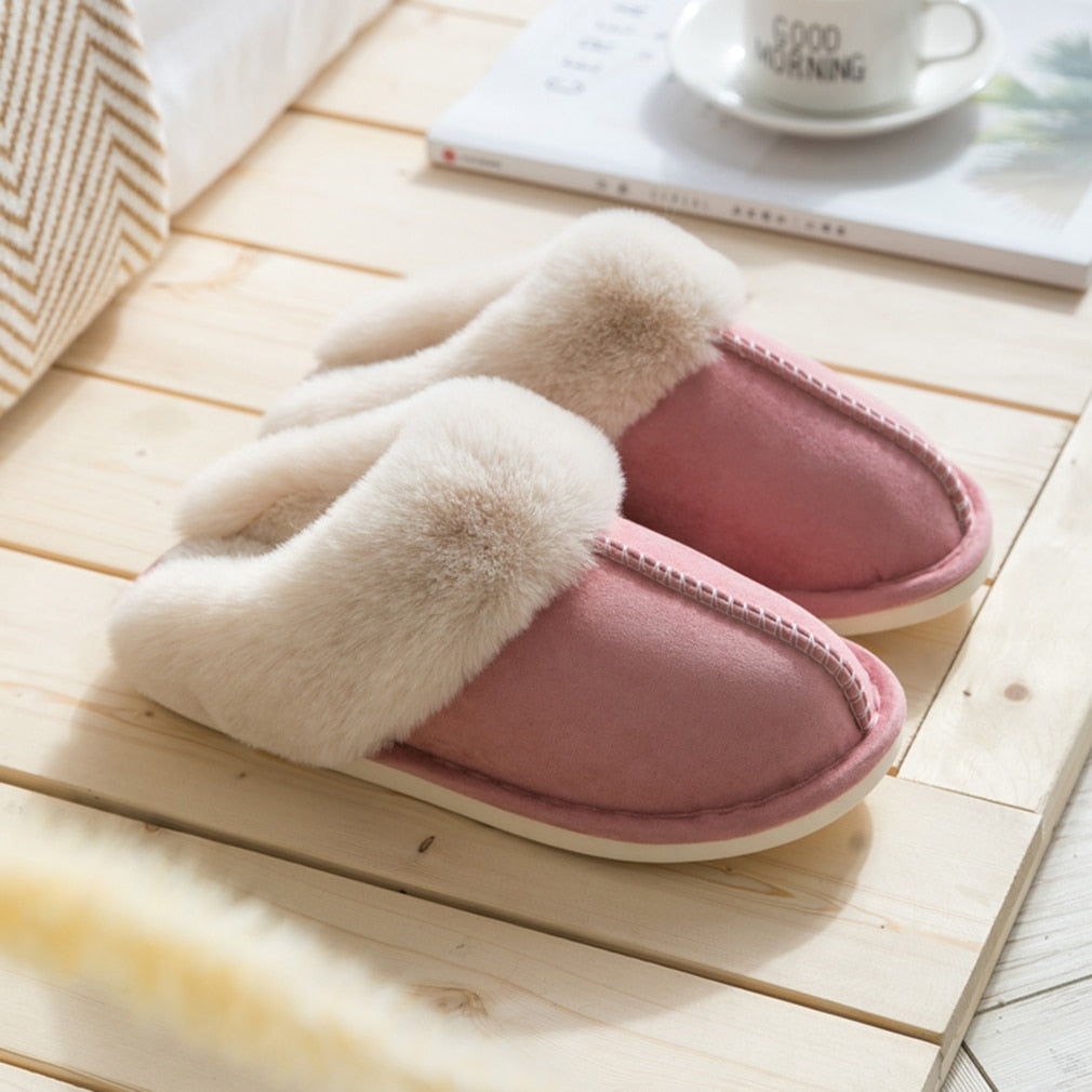 Chaussons intérieur fourrure rose